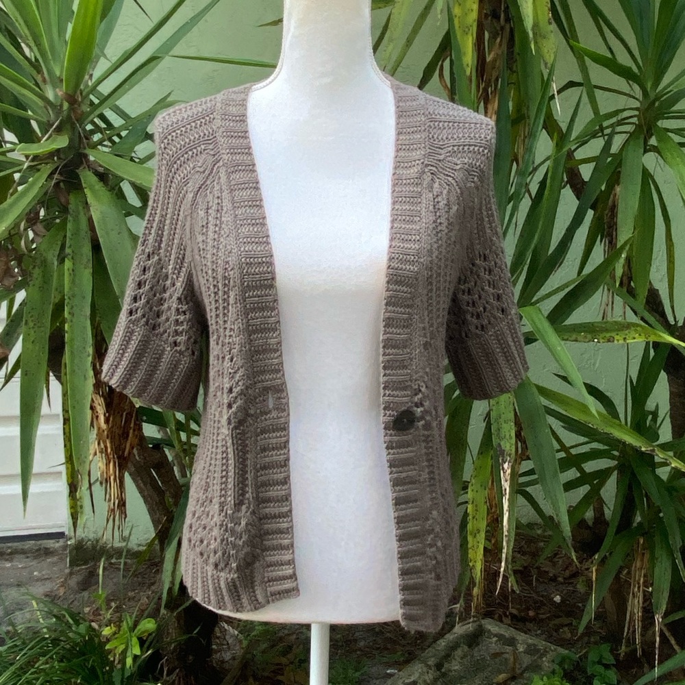 Banana Republic Taupe Short Sleeve Cardigan